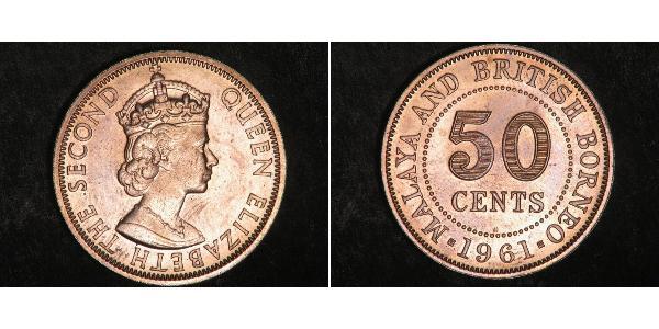 50 Cent Federation of Malaya (1948 - 1963) Copper/Nickel 