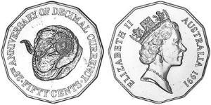 50 Cent Australie (1939 - ) Cuivre/Nickel Elizabeth II (1926-2022)