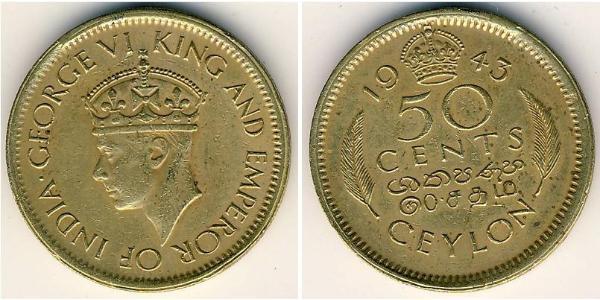 50 Cent Sri Lanka Latón 