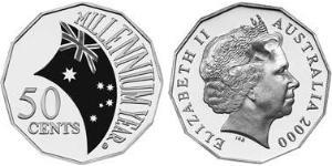 50 Cent Australia (1939 - ) Níquel/Cobre Isabel II (1926-2022)