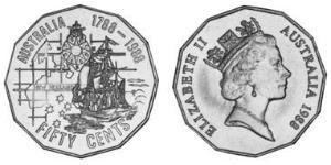 50 Cent Australia (1939 - ) Níquel/Cobre Isabel II (1926-2022)