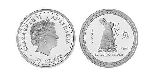 50 Cent Australia (1939 - ) Plata Isabel II (1926-2022)