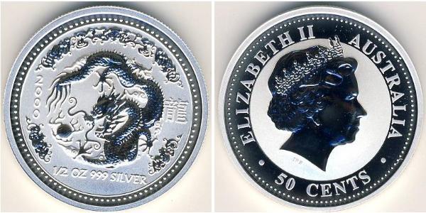 50 Cent Australia (1939 - ) Plata Isabel II (1926-2022)