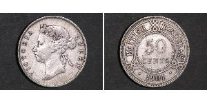 50 Cent British Honduras (1862-1981) Plata Victoria (1819 - 1901)