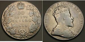 50 Cent Canadá Plata Eduardo VII (1841-1910)