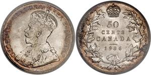 50 Cent Canadá Plata Jorge V (1865-1936)