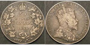 50 Cent Canadá Plata Eduardo VII (1841-1910)