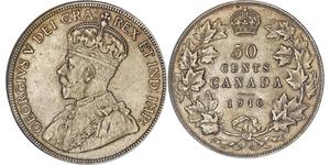 50 Cent Canadá Plata Jorge V (1865-1936)