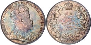 50 Cent Canadá Plata Eduardo VII (1841-1910)