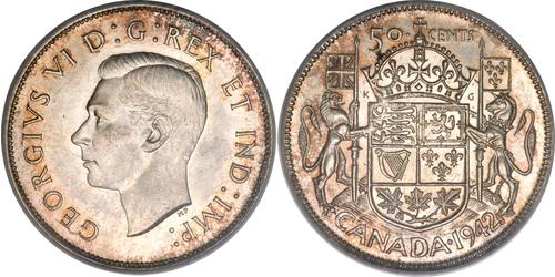 50 Cent Canadá Plata Jorge VI (1895-1952)