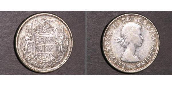 50 Cent Canadá Plata Isabel II (1926-2022)