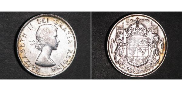 50 Cent Canadá Plata Isabel II (1926-2022)