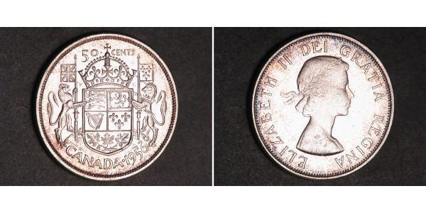 50 Cent Canadá Plata Isabel II (1926-2022)