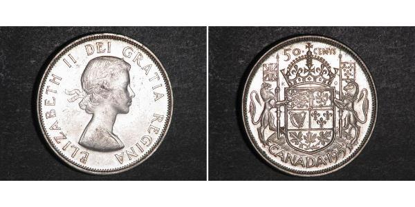 50 Cent Canadá Plata Isabel II (1926-2022)