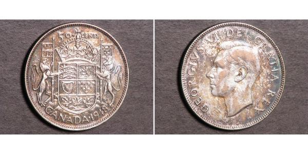 50 Cent Canadá Plata Jorge VI (1895-1952)