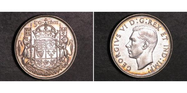 50 Cent Canadá Plata Jorge VI (1895-1952)