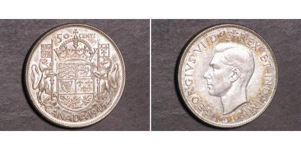 50 Cent Canadá Plata Jorge VI (1895-1952)