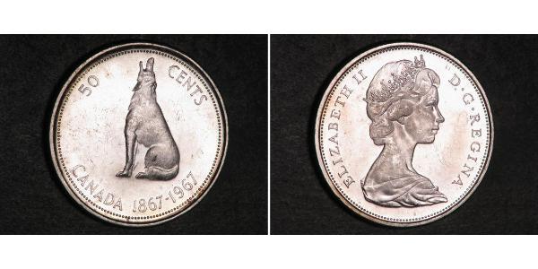 50 Cent Canadá Plata Isabel II (1926-2022)