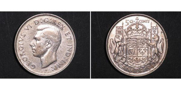 50 Cent Canadá Plata Jorge VI (1895-1952)