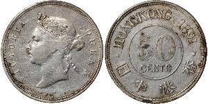 50 Cent Hong Kong Plata Victoria (1819 - 1901)