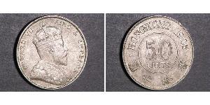 50 Cent Hong Kong Plata Eduardo VII (1841-1910)