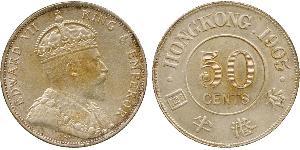 50 Cent Hong Kong Plata Eduardo VII (1841-1910)