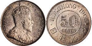 50 Cent Hong Kong Plata Eduardo VII (1841-1910)