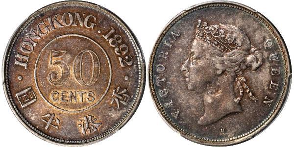 50 Cent Hong Kong Plata Victoria (1819 - 1901)