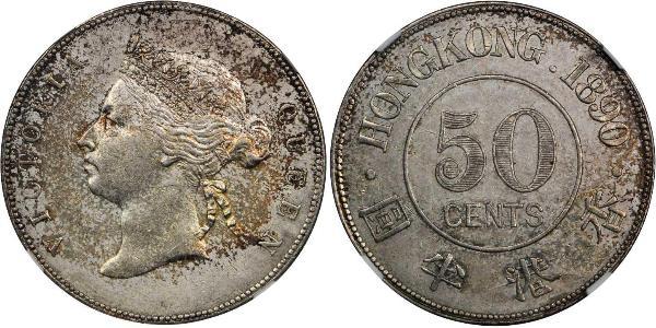 50 Cent Hong Kong Plata Victoria (1819 - 1901)