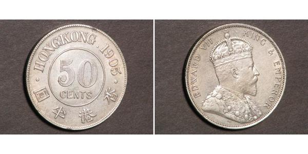 50 Cent Hong Kong Plata Eduardo VII (1841-1910)