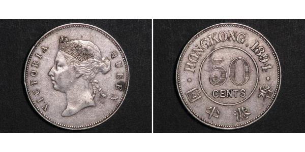 50 Cent Hong Kong Plata Victoria (1819 - 1901)
