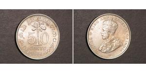 50 Cent Sri Lanka Plata Jorge V (1865-1936)