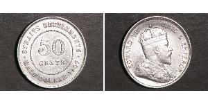 50 Cent Straits Settlements (1826 - 1946) Plata Eduardo VII (1841-1910)