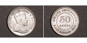 50 Cent Straits Settlements (1826 - 1946) Plata Eduardo VII (1841-1910)