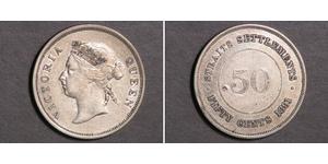 50 Cent Straits Settlements (1826 - 1946) Plata Victoria (1819 - 1901)