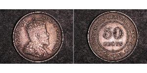 50 Cent Straits Settlements (1826 - 1946) Plata Eduardo VII (1841-1910)