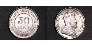 50 Cent Straits Settlements (1826 - 1946) Plata Eduardo VII (1841-1910)