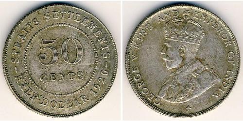 50 Cent Straits Settlements (1826 - 1946) Plata Jorge V (1865-1936)