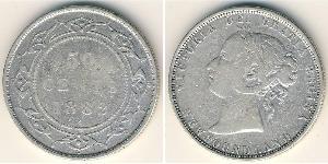 50 Cent Terranova y Labrador Plata Victoria (1819 - 1901)
