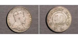 50 Cent Hongkong Silber Eduard VII (1841-1910)