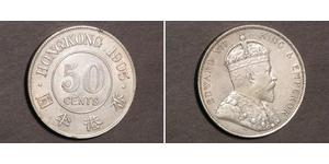 50 Cent Hongkong Silber Eduard VII (1841-1910)