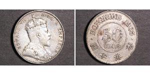 50 Cent Hongkong Silber Eduard VII (1841-1910)