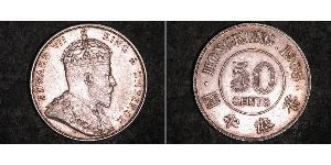 50 Cent Hongkong Silber Eduard VII (1841-1910)