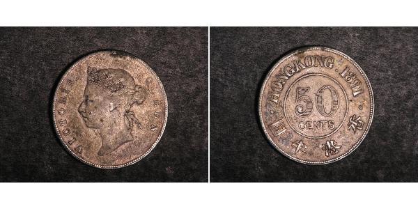 50 Cent Hongkong Silber Victoria (1819 - 1901)