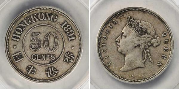 50 Cent Hongkong Silber Victoria (1819 - 1901)