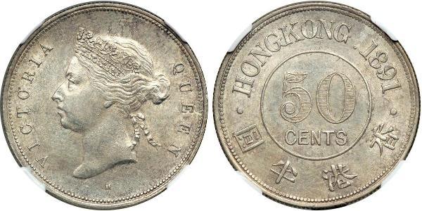 50 Cent Hongkong Silber Victoria (1819 - 1901)