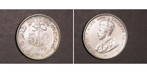 50 Cent Sri Lanka Silber George V (1865-1936)