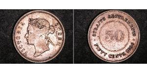 50 Cent Straits Settlements (1826 - 1946) Silber Victoria (1819 - 1901)