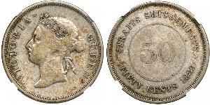 50 Cent Straits Settlements (1826 - 1946) Silber Victoria (1819 - 1901)