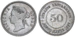 50 Cent Straits Settlements (1826 - 1946) Silber Victoria (1819 - 1901)